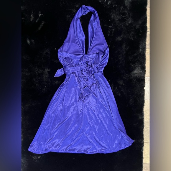 MyMichelle Purple Halter Dress Satin Shine Party Cocktail Y2K Rhinestone Small - Picture 7 of 8